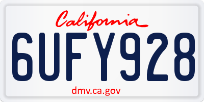 CA license plate 6UFY928