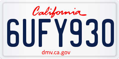 CA license plate 6UFY930