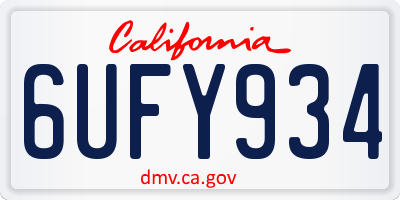 CA license plate 6UFY934