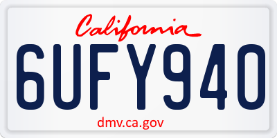 CA license plate 6UFY940