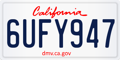 CA license plate 6UFY947