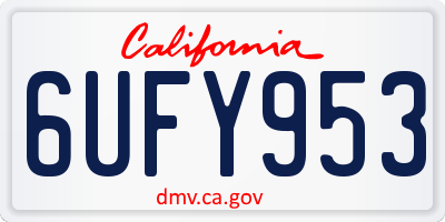CA license plate 6UFY953