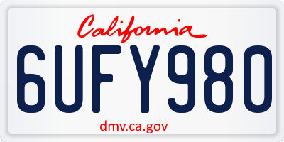 CA license plate 6UFY980