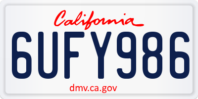 CA license plate 6UFY986