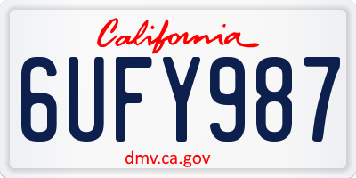 CA license plate 6UFY987