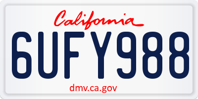CA license plate 6UFY988