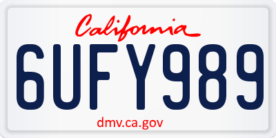 CA license plate 6UFY989