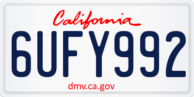 CA license plate 6UFY992