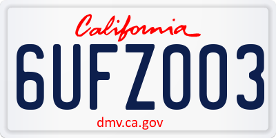 CA license plate 6UFZ003