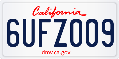 CA license plate 6UFZ009