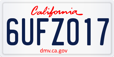 CA license plate 6UFZ017