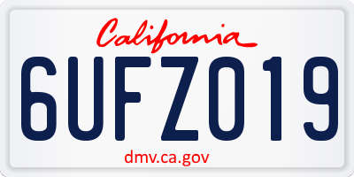 CA license plate 6UFZ019