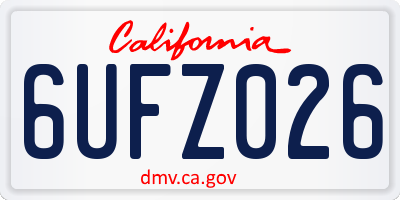 CA license plate 6UFZ026