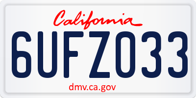 CA license plate 6UFZ033
