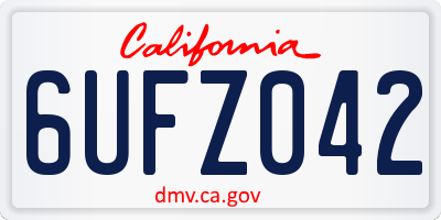 CA license plate 6UFZ042