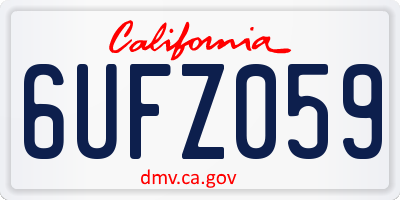 CA license plate 6UFZ059