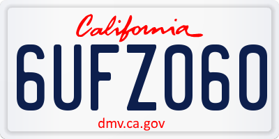 CA license plate 6UFZ060