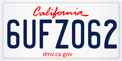 CA license plate 6UFZ062