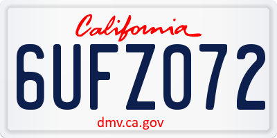 CA license plate 6UFZ072