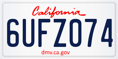CA license plate 6UFZ074