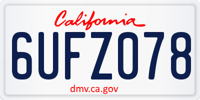 CA license plate 6UFZ078