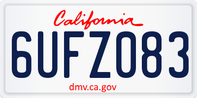 CA license plate 6UFZ083