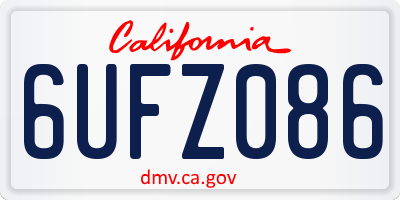 CA license plate 6UFZ086