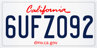 CA license plate 6UFZ092