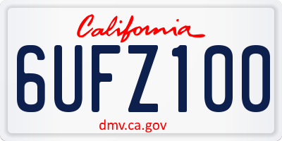 CA license plate 6UFZ100