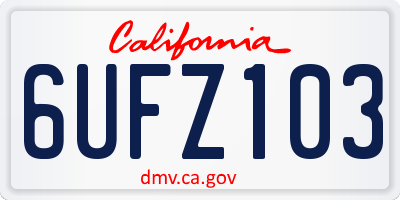 CA license plate 6UFZ103