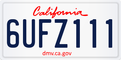 CA license plate 6UFZ111