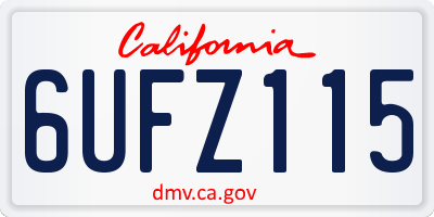 CA license plate 6UFZ115