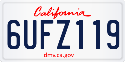 CA license plate 6UFZ119