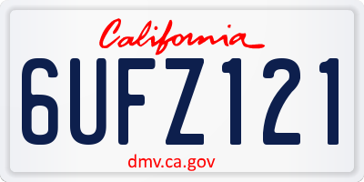 CA license plate 6UFZ121