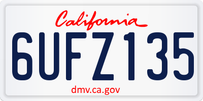 CA license plate 6UFZ135
