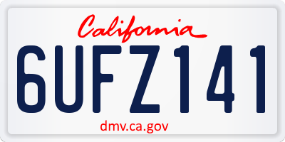CA license plate 6UFZ141