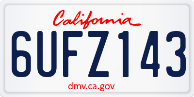 CA license plate 6UFZ143