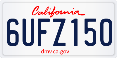 CA license plate 6UFZ150