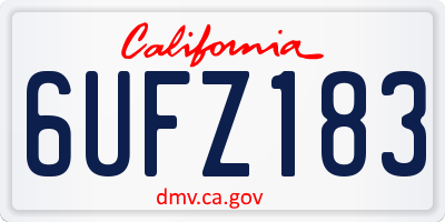 CA license plate 6UFZ183