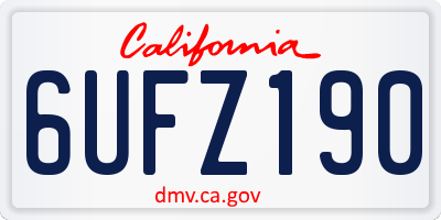 CA license plate 6UFZ190
