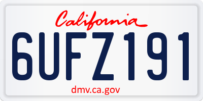 CA license plate 6UFZ191