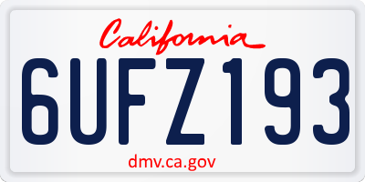CA license plate 6UFZ193