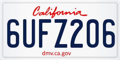 CA license plate 6UFZ206