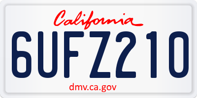 CA license plate 6UFZ210