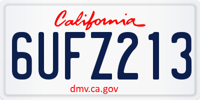 CA license plate 6UFZ213