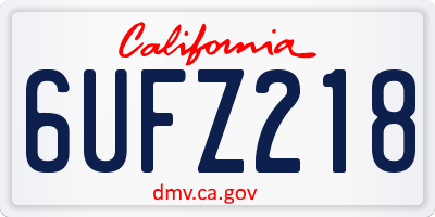 CA license plate 6UFZ218