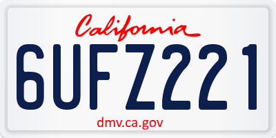 CA license plate 6UFZ221