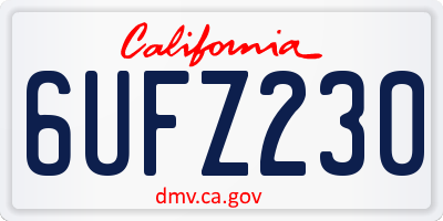 CA license plate 6UFZ230