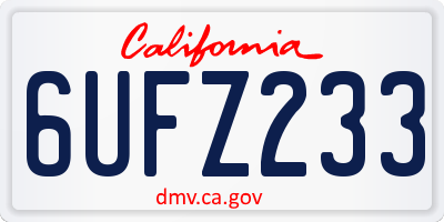 CA license plate 6UFZ233