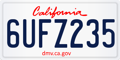 CA license plate 6UFZ235